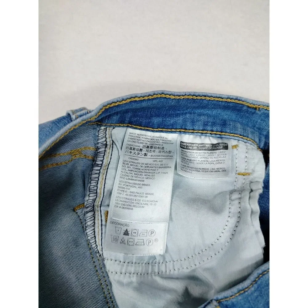 Levi Strauss Jeans Women's 26 Blue 720 High Rise Super Skinny Raw Hem Distressed